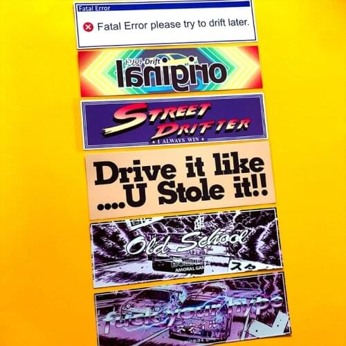 6PCS Car Sticker and Decals Auto Front Rear Windshield Window Tail Decals ForJDM Drift Autumn Mountain Text Prompt Trend