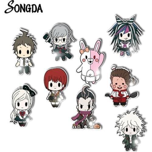 Anime Games Danganronpa V3 Acrylic Lapel Pins Q Version Cartoon Figures Handmade Epoxy Brooch Butterfly Clasp Pin Gift for Fans