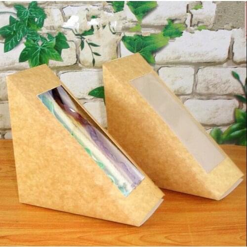 Free Shipping 100pcs/lot Kraft Food Package Paper Box Cheese Cake Box Sandwish Box