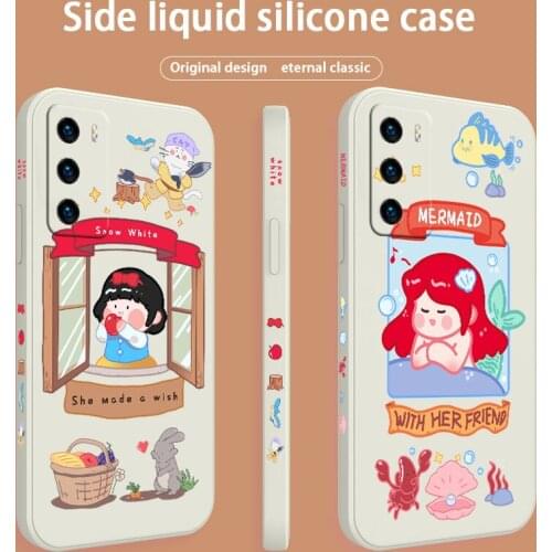 Chubby Princess Phone Case For Huawei P40 P40Lite P30 P20 Mate 40 40Pro 30 20 Pro Lite P Smart 2021 Y7a Liquid Silicone Cover