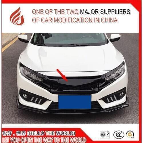 ABS Black Hood Monster Style Honeycomb style front grill grille for Civic front grille 2016 2017