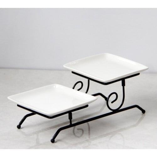 Retro Dessert Table Cake Plate Candy Fruits Dining Plate Tall Tray Shelf Kitchen Storage Supplies Ornament