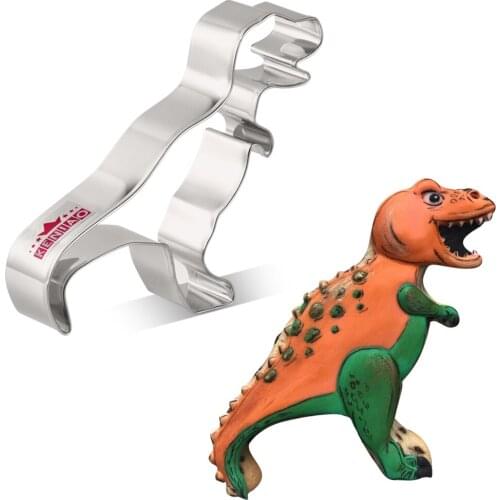KENIAO T-Rex Cookie Cutter for Kids - 11.4 x 9.9 cm - Dinosaur Biscuit and Fondant Cutter - Stainless Steel
