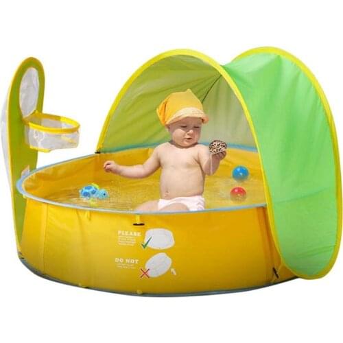 Baby Beach Tent Portable Pop-Up Anti-Ultraviolet Tent Baby Swimming Pool Ocean Ball Tent With Basketball Hoop Ball Pit Tent