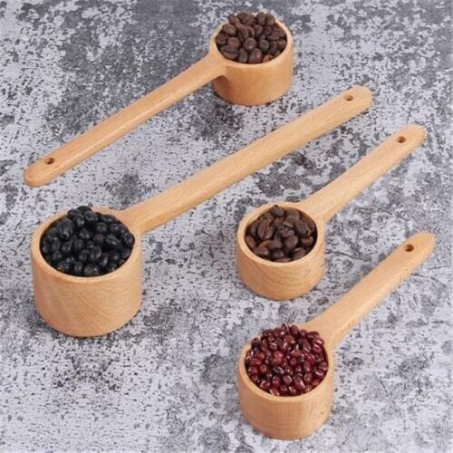 Long Handle Natural Wooden Mesuring Spoon Wood Coffee Spoon Kitchen Soup Spoon Ladle Scoop For Home Restaurant 3 Size