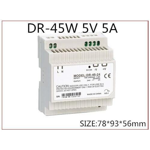 DR-45-5 Din Rail Switching power supply 45W 5VDC 5A Output Free Shipping