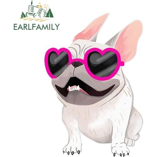 EARLFAMILY 13cm x 8.9cm Fashion French Bulldog Cream Vinyl Sticker Car Window Decal Cartoon Car Stickers Waterproof Accessories