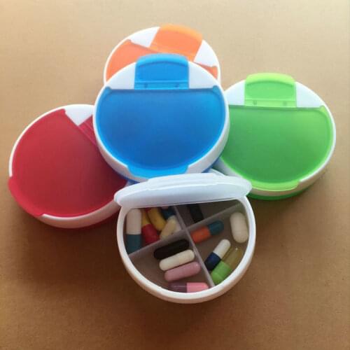 Weekly Round Pill Box Travel Pill Case Splitter Pill Organizer Medicine Box 4 Grid Pill Cutter Tablet Container Pastillero