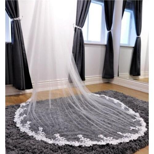 Cathedral wedding veil single layer white ivory lace bridal veil with comb wedding accessories