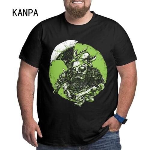 Viking Skull Printed Men T Shirt Summer Rock Punk Tops Casual Breathable Male Short Sleeve Street O-Neck Oversize Tees 6xl Black