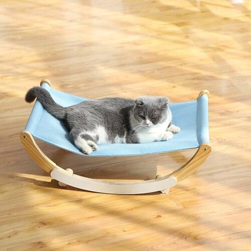 Cat Hammock Pet Cradle Wood Breathable Cloth Cat Bed Sturdy Dog Pet Shaker Bed Pet Supplies
