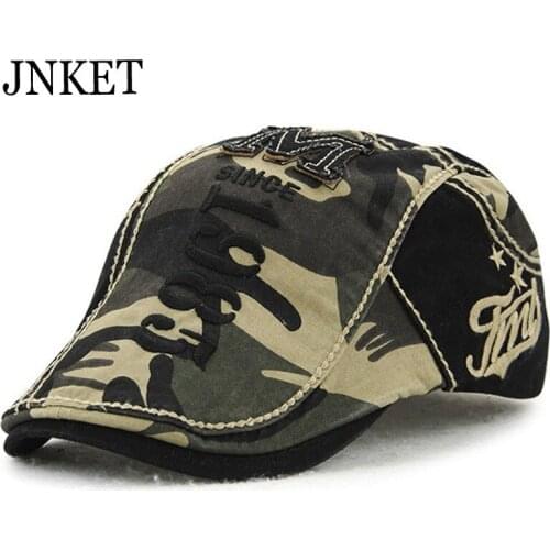 JNKET New Style Camouflage Hat Men and Women‘s Peaked Cap Applique Embroidery Duckbill Cap Beret Hat Outdoor Casual Cap Sunhats