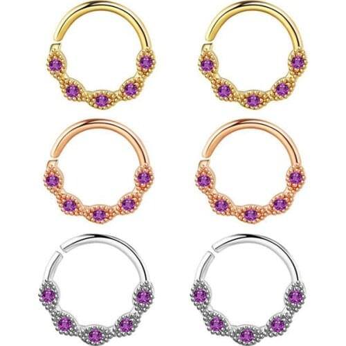 1Pc 0.8mm Thin Fake Nose Ring Septum Helix Nostril Piercing Labret Lip Fake Piercing Copper Crystal Cartilage Fake Earrings Hoop