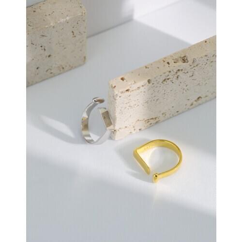 Real 925 Sterling Silver Geometric Rectangle Glossy Rings For Women Jewelry New Year Gifts, Woman Adjustable Finger Ring