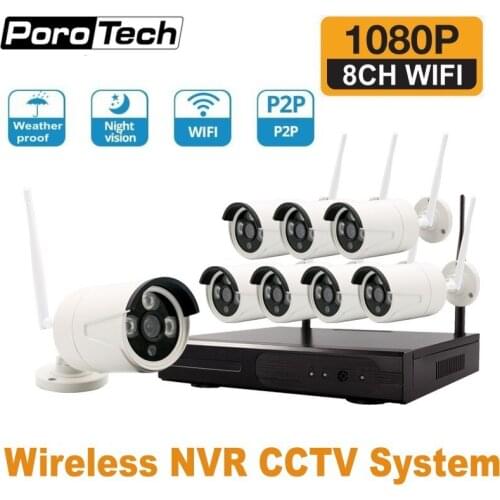 WIFI NVR Kits 8CH Security Wireless Camera System 8 Channel 960P 1080P IR Outdoor IP Camera Video Kits Support iPhone, Android