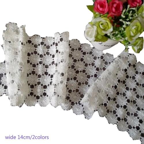 14cm wide HOT white black Water soluble embroidery Lace Ribbon fabric trim collar sewing DIY guipure dress cloth applique decor