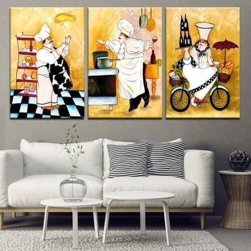 Personality Cook Oil Painting Food Wall Art Canvas Painting Poster Bakery Restaurant Kitchen Living Room Home Decor Wall Picture