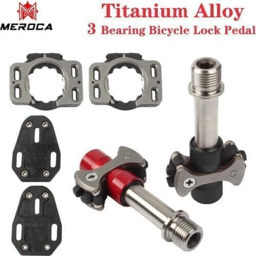 MEROCA road bike pedal and anti-skid plate self-locking titanium alloy double-sided multifunctional bicycle anti-skid lock pedal