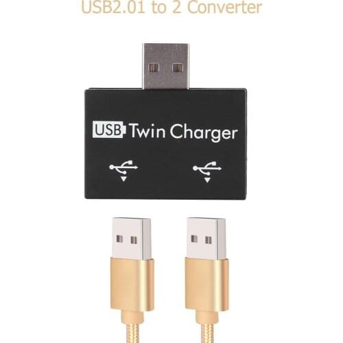 Mini USB 2.0 Hub To 2 Port Twin Charger Hub Adapter Male to Famle Dual USB DC 5V Charging Splitter Hub Adapter For Phone Tablet