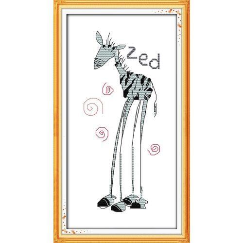 Zebra with long legs cross stitch kit 14ct 11ct count print canvas stitches embroidery DIY handmade needlework plus