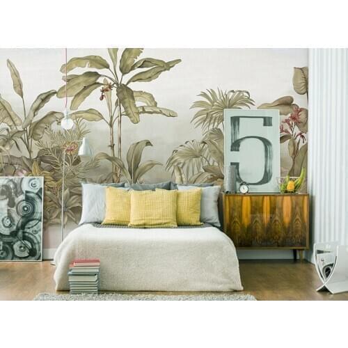 Bacaz Banana leaf Mural Wallpaper European Tropical Rainforest Painting Wall Covering Living Room Bedroom Photo Wall paper