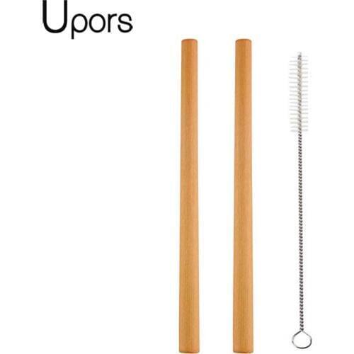 UPORS 2Pcs/Set Natural Bamboo Straw Eco Friendly Reusable Straw Organic Bamboo Drinking Straws