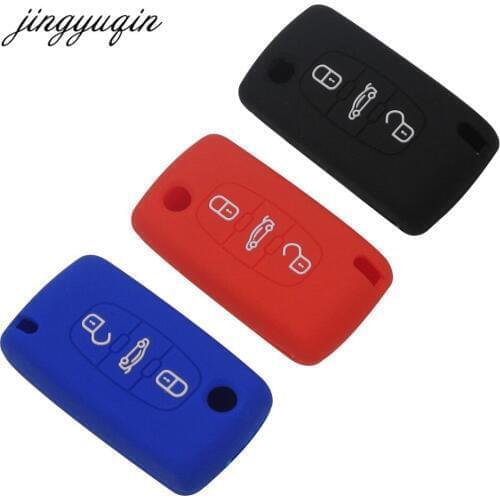 Jingyuqin 10pcs New Silicone Case Bag key Cover 2 Buttons for PEUGEOT 206 207 307 308 407 408/ Citroen C2 C3 C4 C4L C5 C6