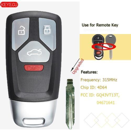 KEYECU Upgraded 315MHz 4D64 Flip Remote Key for Chrysler PT CRUISER 2001-2005 FCC: GQ43VT13T / 04671641