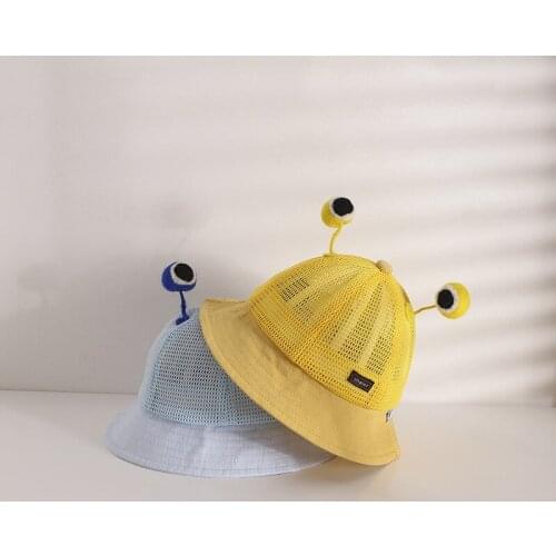 Toddler Baby Bucket Hats Summer Breathable Infant Net Caps Cute Snail Eyes Girl Sun Hat Travel Sunshade Boy Beach Basin Cap