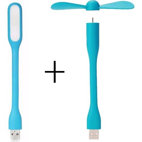 Portable Creative USB Fan Flexible Portable Mini Fan and USB LED Light Lamp For Power Bank & Notebook & Computer Summer Gadget
