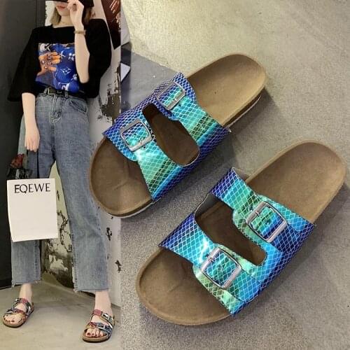 2021 Summer Fashion Womens Sandals Buckle Flat Womens Shoes Comfortable Colorful Summer Sandals Slippers Women