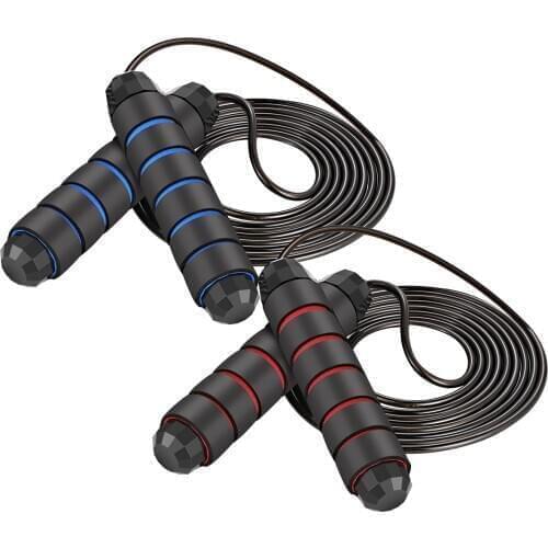 2 Pack Indoor Outdoor Jump Rope Adjustable Portable Skipping Rope Jumping Rope with Anti-Slip Handles for Kids Adults