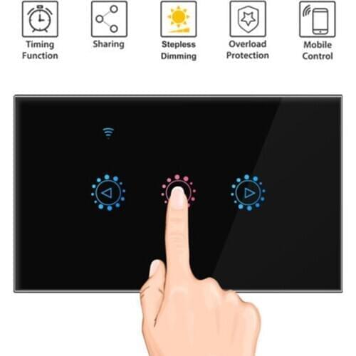 US Standard Black WIFI Smart Remote Touch Dimmer Switch Alexa Google Tmall Smart Dimmer Switch With APP