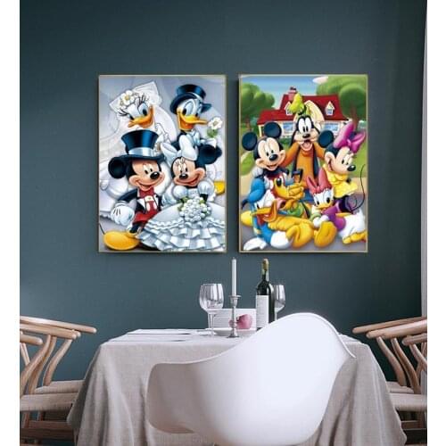 Disney Catoon Mickey & Donald Duck Canvas Animation Painting Celebrate Wedding Posters Print Wall Art Picture for Home Decor