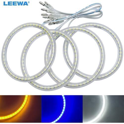LEEWA 4X90mm For Lada VAZ 2110/2112 Car LED Halo Rings Angel Eyes DRL Head Lamp Light White/Blue/Yellow #CA1271