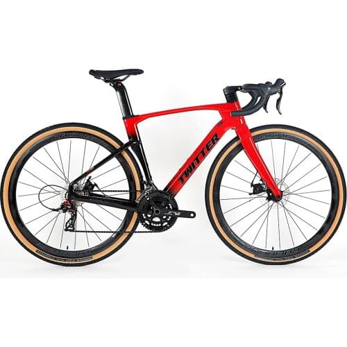 TWITTER 24 Speed Carbon Fiber Gravel road bike Line Pulling Hydraulic Disc Brake Fully Hidden Cable Carbon Fiber Handlebar