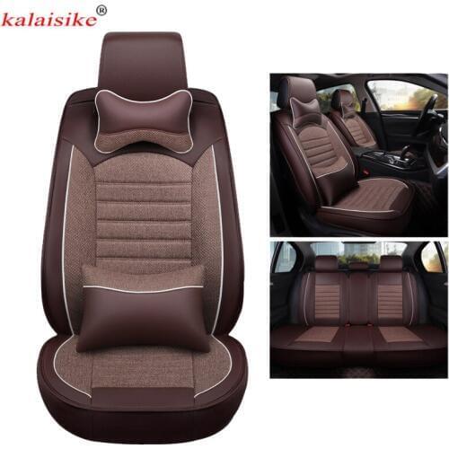 Kalaisike leather plus Flax universal car seat covers for Suzuki swift grand vitara Kizashi S-CROSS VITARA sx4 Baleno styling