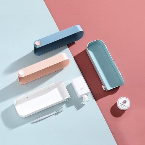 Bathroom Rectangle Toiletries Shelf Washing Table Wall-mounted Punch-free Sundries Storage Rack Kitchen Seasoning Jar Organizer