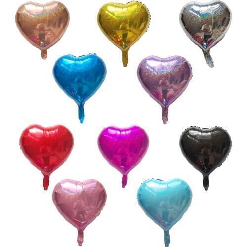 Laser Star&Heart Foil Balloons 18inch Inflation Helium Shiny Balloon Birthday Wedding Christmas Party Decoration glitter Balloon