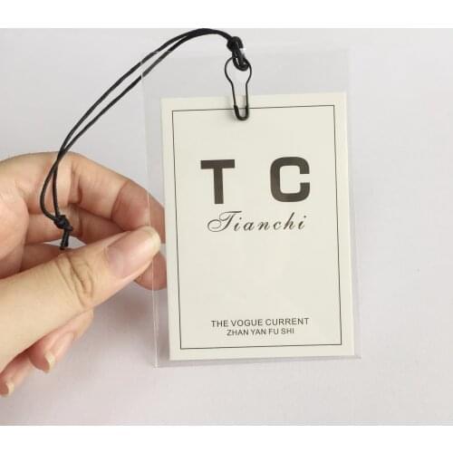 High Quality Custom Clothing Printed Brand Logo Garment White Hang Tag With OPP Pouch