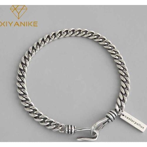 XIYANIKE 925 Sterling Silver Vintage Trendy English Letter Tag Party Bracelet for Women Thai Silver Jewelry Anniversary Gifts