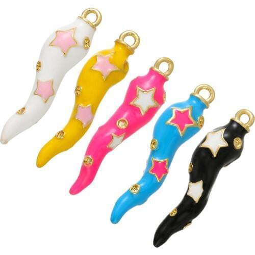 ZHUKOU 7X27mm Brass colorful chili charms for DIY women earrings necklace Jewelry accessories making supplies model:VD703