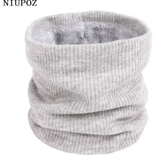 Unisex Winter Warm Knitted Ring Solid Fleece Scarf Men Women Fashion Thin Thick Stripe Elastic Neck Collar Scarf