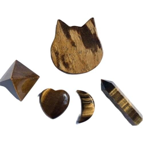 1pc hand carved natural tiger eye quartz stone cat statue animal carvings figurines ornaments for charms healing