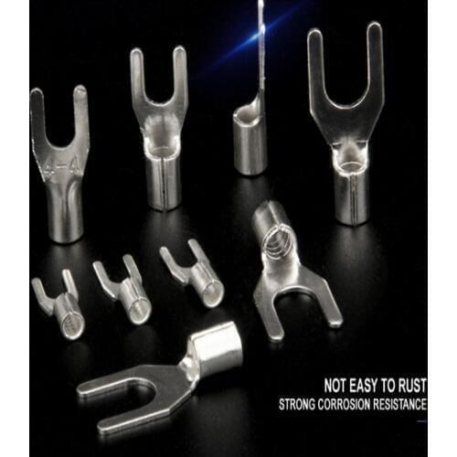 10pcs 16mm2 UT brass cold pressed terminal terminal fork type Y end U type line bare terminal line nose SNB thread ear