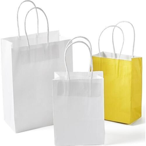 10pcs Rectangle Kraft Paper Pouches Gift Shopping Birthday Parties Party Gifts Bags with Nylon Cord F60