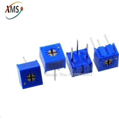 10pcs 3362P 101 201 501 102 202 502 103 203 503 104 204 504 105 Trimpo Trimmer Potentiometer 3362 500R 1K 2K 5K 10K 20K 50K 100K