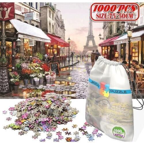 1000Pcs Paris Flower Street 3D Jigsaw Puzzles Adults Game Toys for Toys Boring Game Building Assembling Educational Toys
