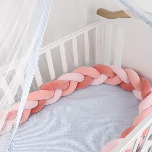 1Pcs 1M/2M/3M Newborn Baby Bed Bumper Crib Bumper Knot Newborn Bed Bumper Long Knotted Braid Pillow Knot Crib Infant Room Decor