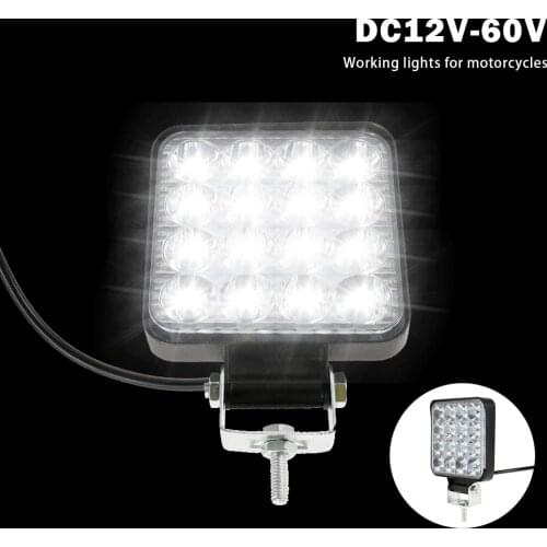 2Pcs 16 LED Work Light Flood Beam Bar IP67 6500K Flood Spot Lights Car SUV ATV Truck Off-Road Driving Fog Lamps